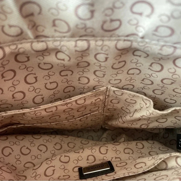 GUESS Monogram Logo Black Braided Handle Handbag Bag Satchel Purse - Picture 16 of 16